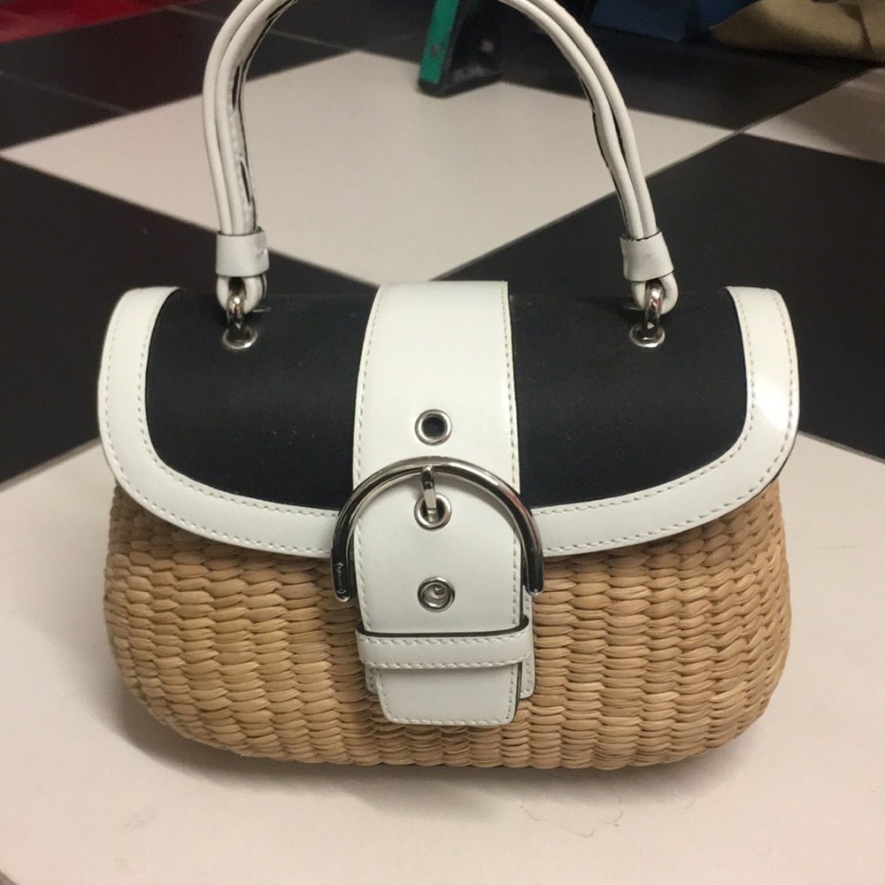 Coach straw bag with top handle